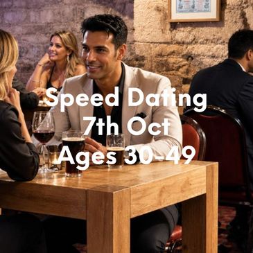 Cozy restaurant promoting speed dating for ages 50+ on June 4th.
