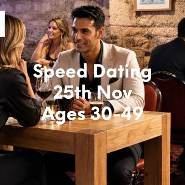 Cozy restaurant promoting speed dating for ages 50+ on June 4th.