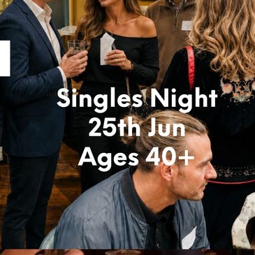 Cozy restaurant promoting speed dating for ages 50+ on June 4th.