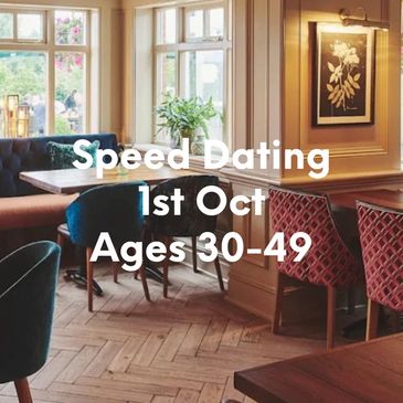 Cozy restaurant promoting speed dating for ages 50+ on June 4th.