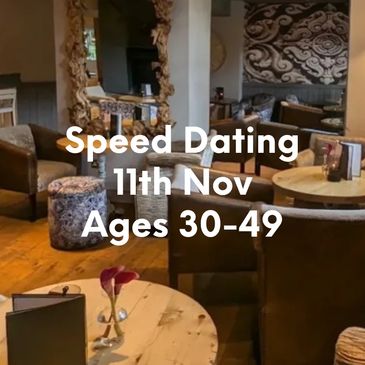 Cozy restaurant promoting speed dating for ages 50+ on June 4th.