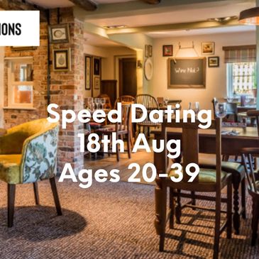 Cozy restaurant promoting speed dating for ages 50+ on June 4th.