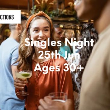 Cozy restaurant promoting speed dating for ages 50+ on June 4th.