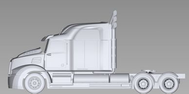 Seen here is a side view of the Optimus Prime 3D model seen in the movie. This project was completed