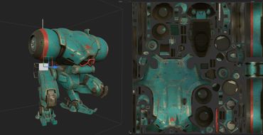 UV layout of robot walker showing the diffuse Map. 