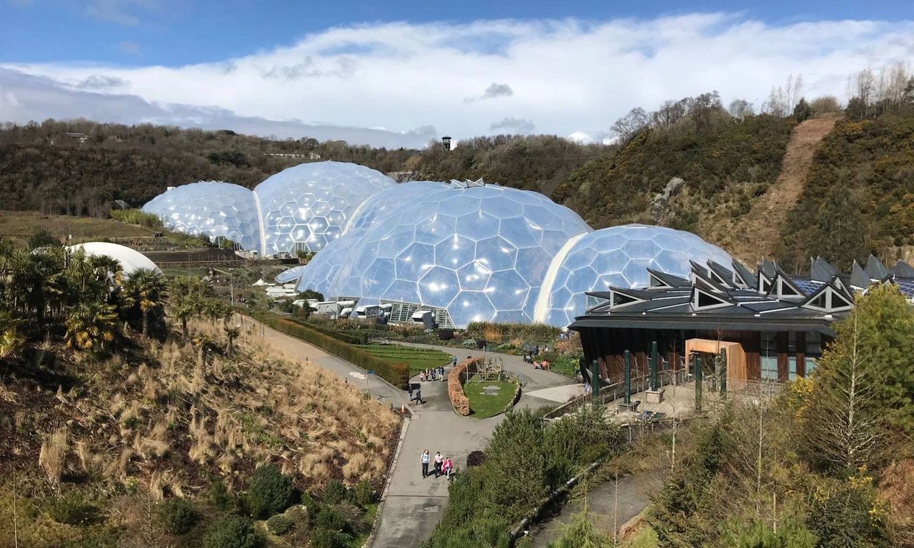 The biodome glass houses at Eden Project The biodome glass houses at Eden Project