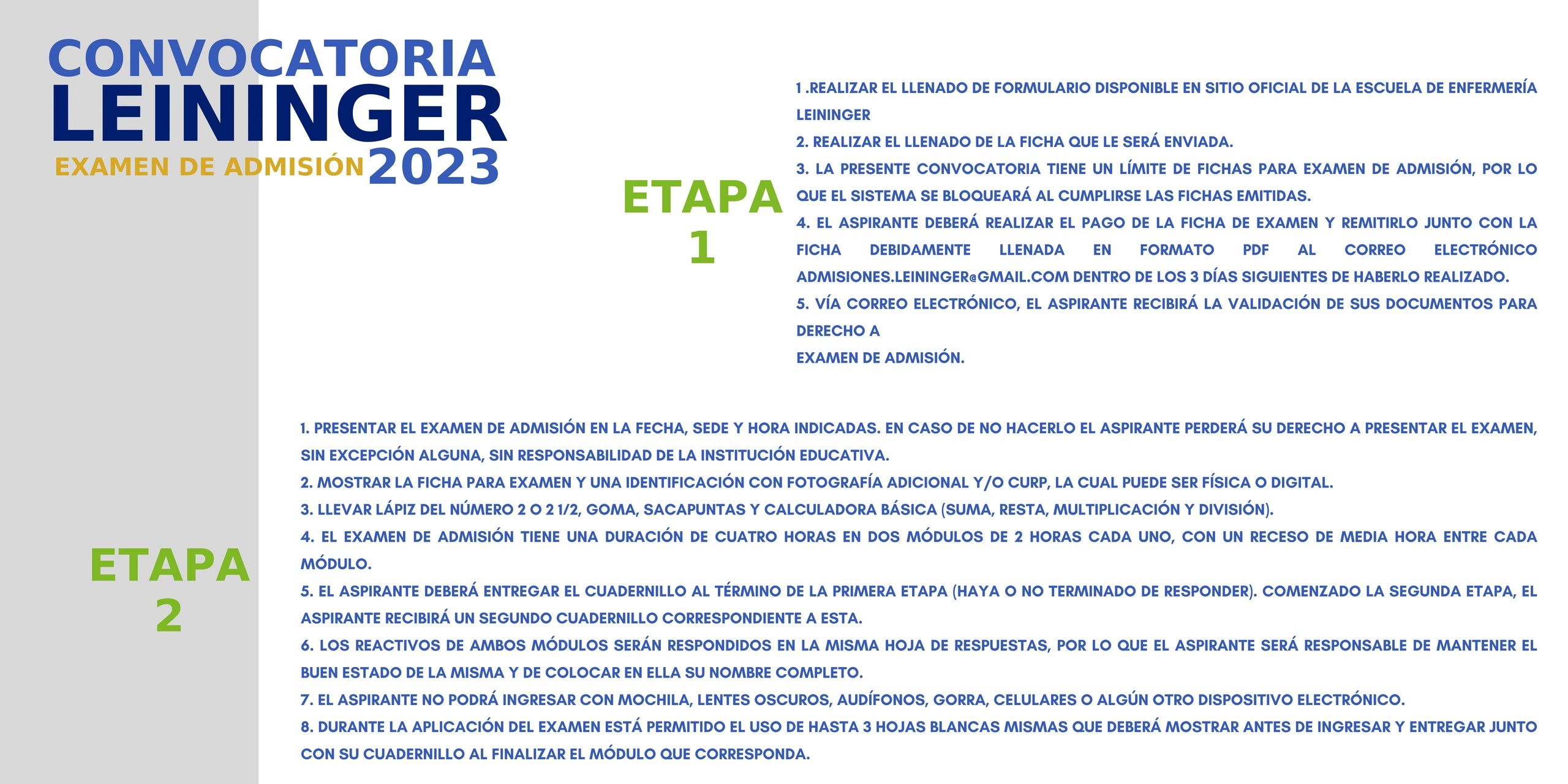 Convocatoria Lenovo 2023 para examen de admisión con instrucciones detalladas.