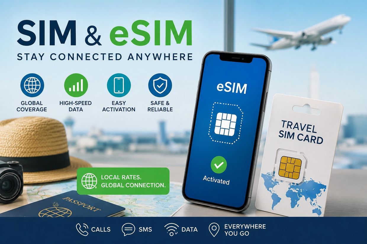 SIM and eSIM for global travel with easy activation and high-speed data.