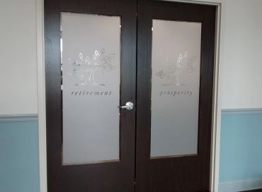 Double doors labeled 'retirement' and 'prosperity'.