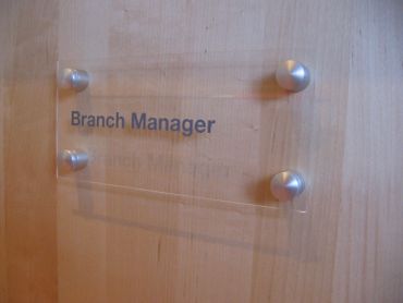 Office door sign for Branch Manager.