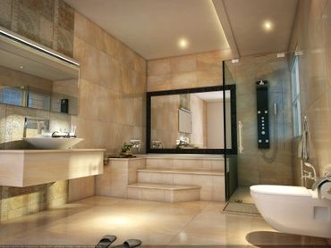 Ground floor Master Bedroom Toilet and Walk in Shower and Tub at The Bungalow.