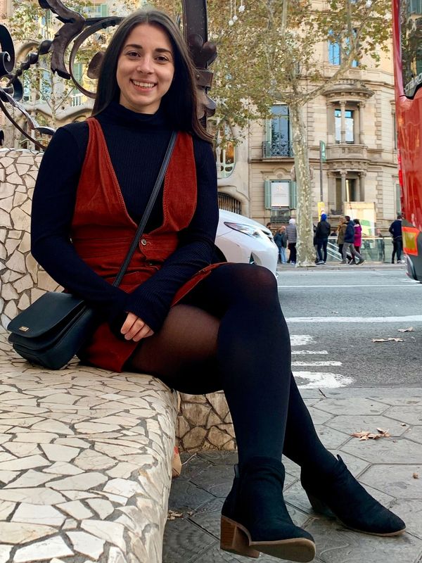 A photo of Alicia sitting down in Barcelona