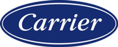 Carrier logo in blue and white