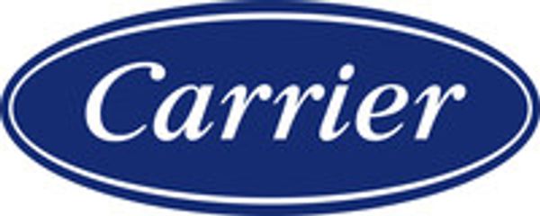 Carrier logo in blue and white