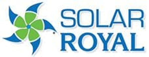 Solar Royal company logo with blue and green pinwheel design.