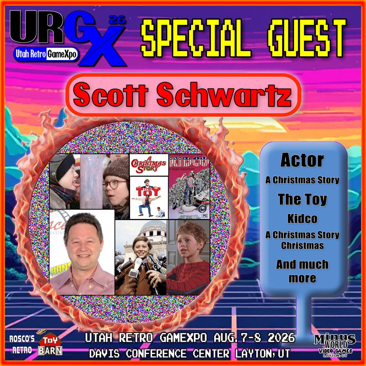 Scott Schwartz special guest at Utah Retro GameXpo 2026, known for roles in A Christmas Story and The Toy.