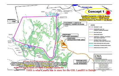 Casella's initial "concept" for the landfill site in Dalton, next to Forest Lake