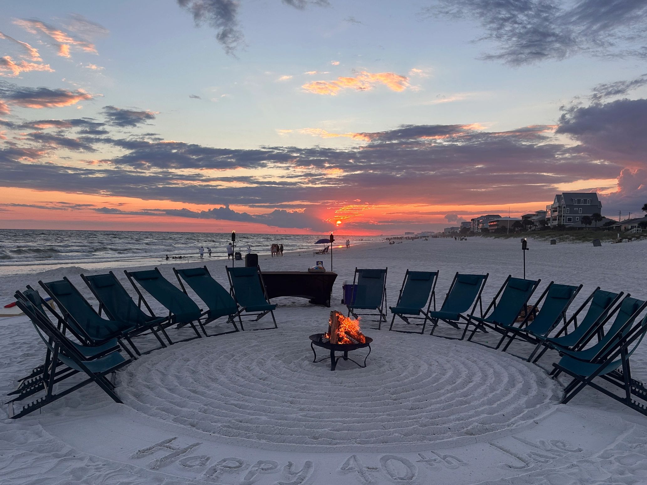Laguna Beach Bonfire Setup by Good Vibes Beach Service 