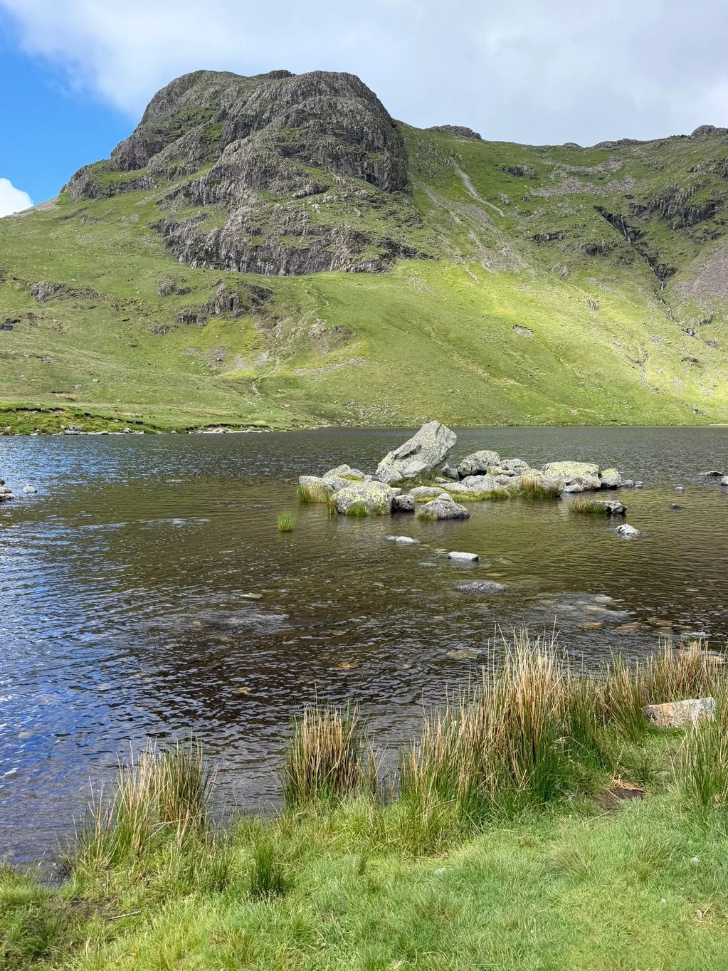 this photo was taken at the start of stickle tarn and the base of the fantastic Langdale pikes, with