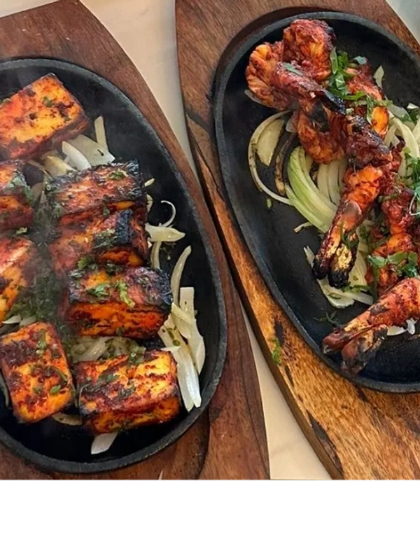 Tandoori king prawn and paneer tikka tandoori
