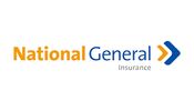 Logo of National General Insurance with bold orange and blue text.