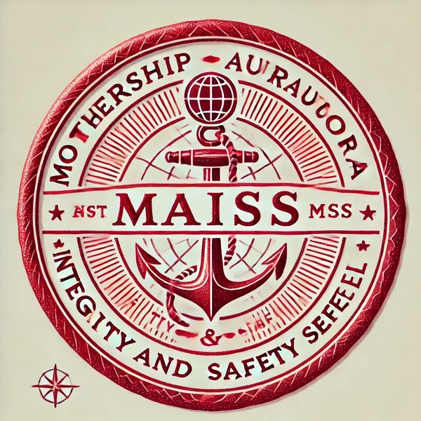 Vintage maritime emblem with anchor and globe, emphasizing integrity and safety.