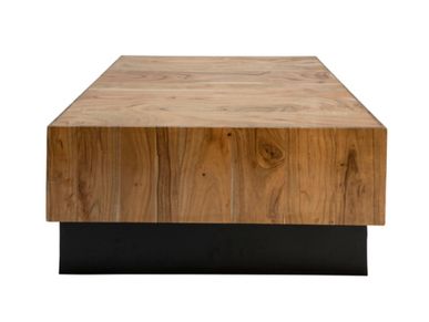 Black & Teak Rectangle Coffee Table 
