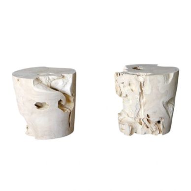Bleached Teak Round Side Tables