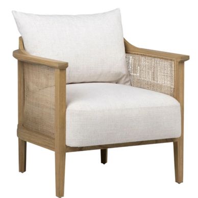 Fabric & Cane Accent Chair 