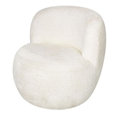 White Round  Fabric Accent Chait 