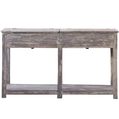 Grey Teak Wood Console With Storage 