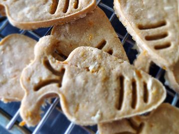 Carrot crunch biscuits. Carrots, coconut flakes, peanut butter and more make these delicious.