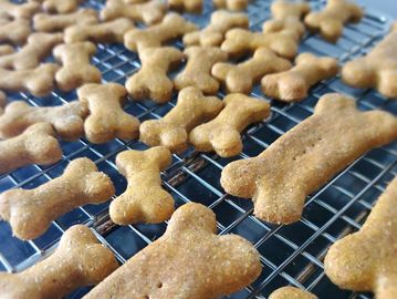 Peanut butter and pumpkin doggy bones.