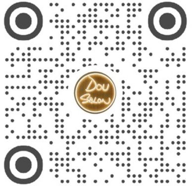 QR code with a central logo reading 'Dou Salon' in gold and white.