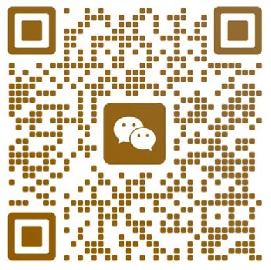 A brown QR code featuring the WeChat logo in the center.