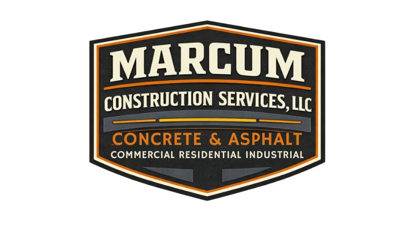 Marcum Construction Services logo specializing in concrete and asphalt.