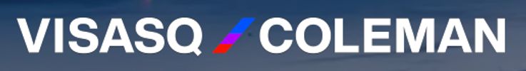 Logo of Visasq Coleman brand with blue and red accents.