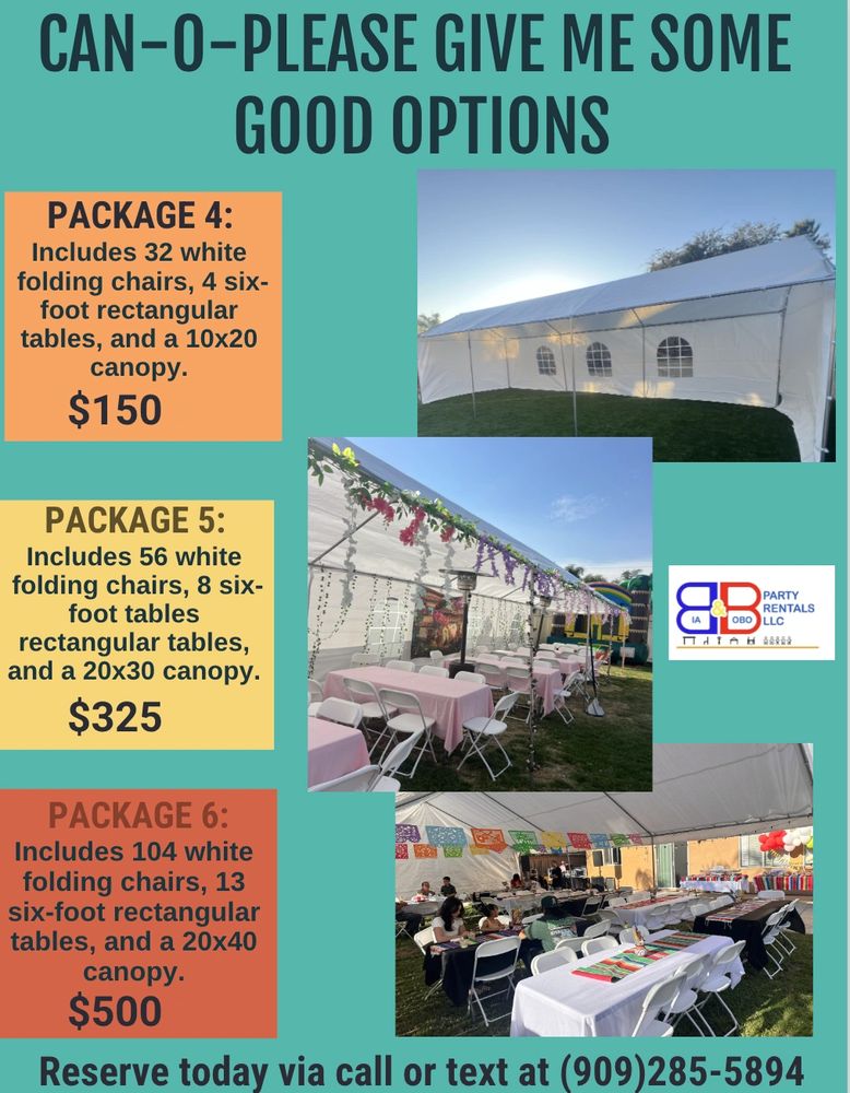 "B&B Party Rentals: Reliable, Clean, On-Time Equipment for [Moreno Valley and Rancho Cucamonga]Event