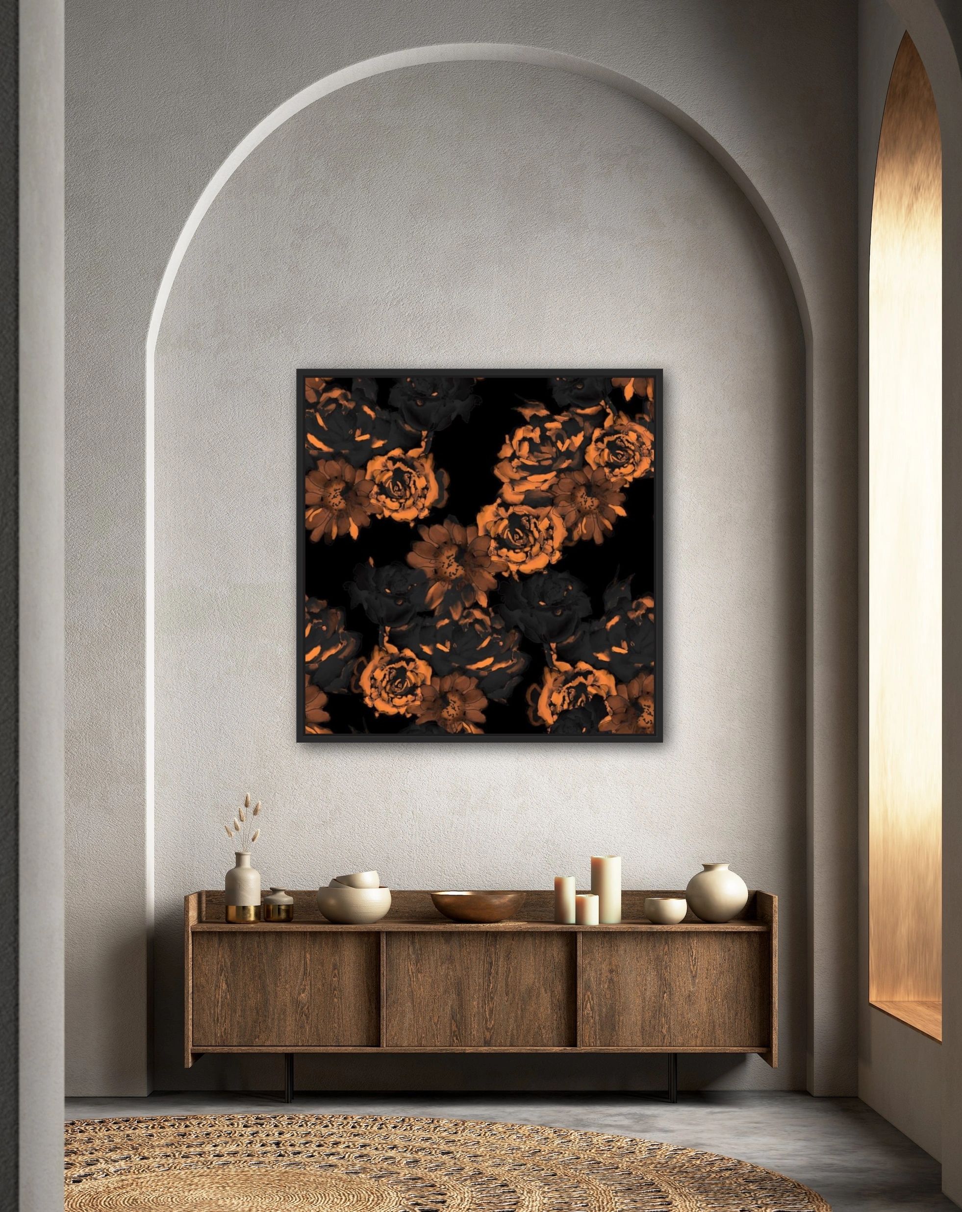 Image of Artwork 'Copper Flowers' in a room with arch.