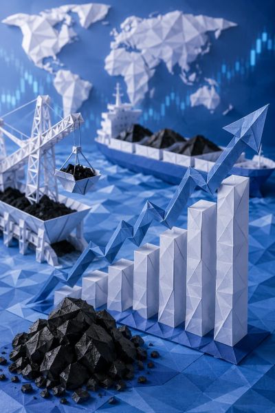 Origami coal mining and economic growth concept.