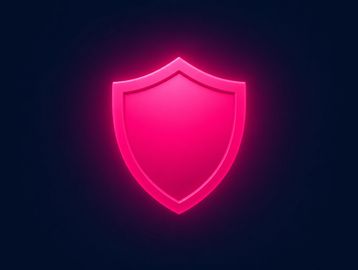 Glowing hot pink shield on dark navy background representing Coach Brokerage's trusted and independe
