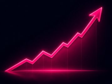 Glowing pink upward trending graph representing successful property investment growth with Coach Bro