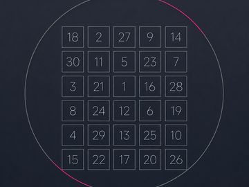 Minimal outline grid of thirty numbered squares with pink arc, specialist SMSF lender panel access