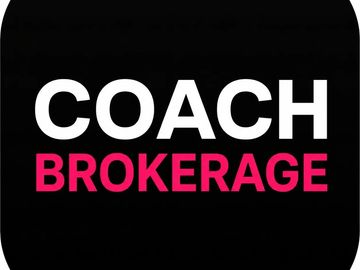 Coach Brokerage logo in bold white and pink on black background, independent mortgage brokers