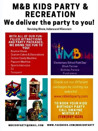 MB Kids Party rental options for bounce house and inflatables.