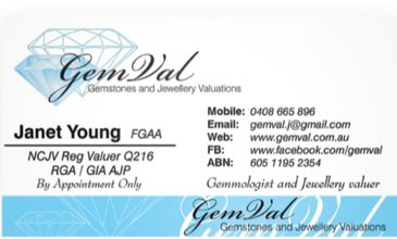 GEMVAL Gemstones and Jewellery Valuations. Gemmologist and valuer.  Phone: 0408665896