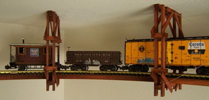 train set that hangs from ceiling