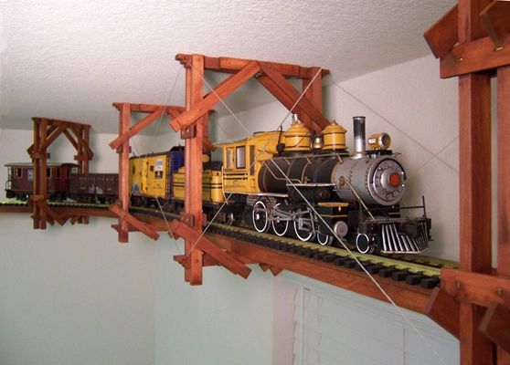 suspended model train track