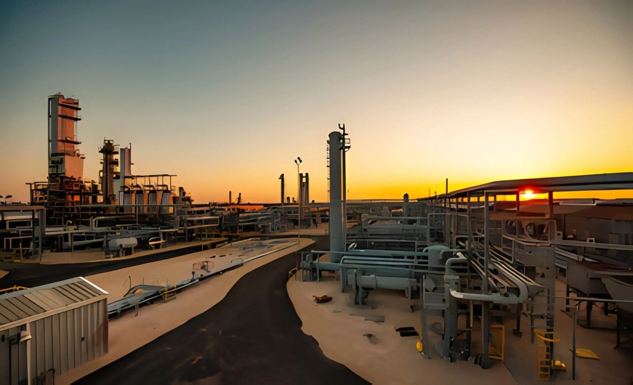Evening view of industrial pipeline