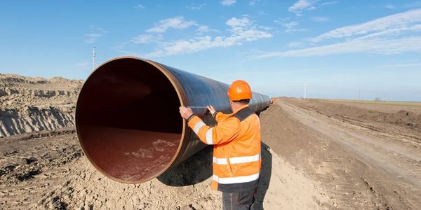 Man engineer inspire long water pipe